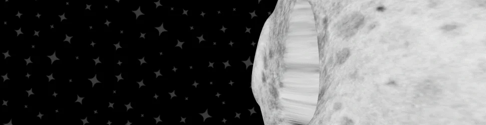 Original long CosmixBrew banner with a can moving over a moon and star background